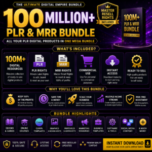 100 Million+ PLR & MRR Mega Bundle | Digital Products Collection with Master Resell Rights & Passive Income Resources