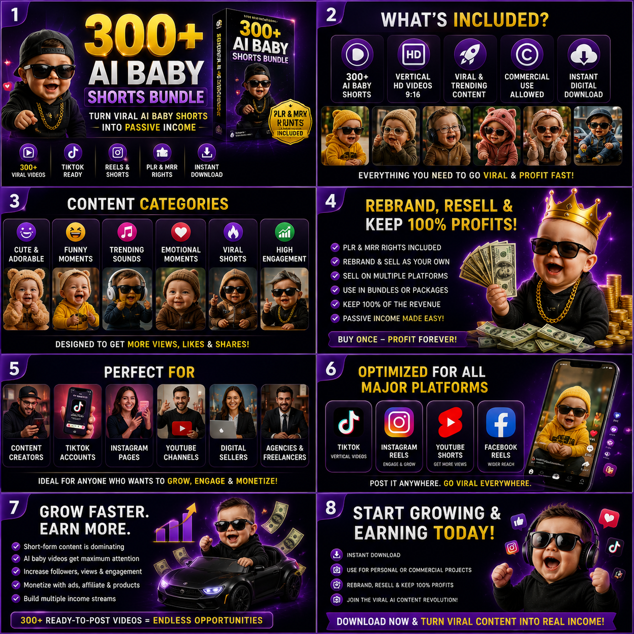 Make Money AI Baby Shorts Bundle | 300+ Viral AI Baby Videos PLR & MRR | TikTok, Instagram Reels & YouTube Shorts - Image 2