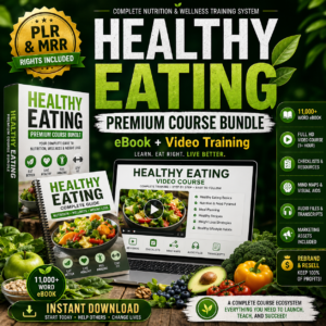 Healthy Eating Premium Course Bundle | PLR & MRR Rights Included | Nutrition, Weight Loss & Wellness Digital Product