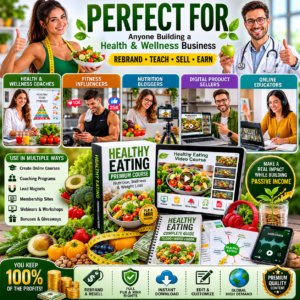 Healthy Eating Premium Course Bundle | PLR & MRR Rights Included | Nutrition, Weight Loss & Wellness Digital Product
