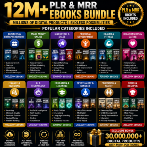 12 Million+ PLR & MRR eBook Bundle | Massive Digital Products Library with Resell Rights